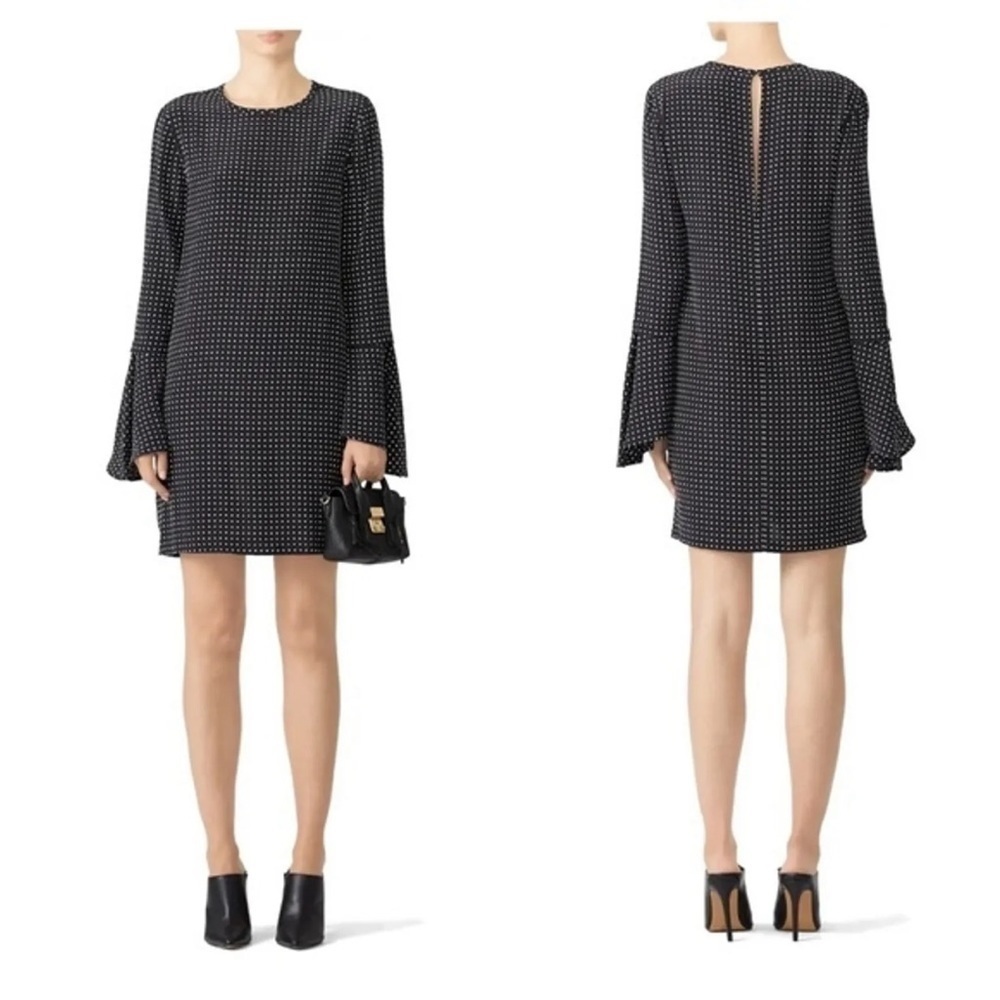 NEW Equipment Femme Mari Minimalist Mini Polka Dot Silk Dress Bell Sleeve Mini S - Picture 5 of 14